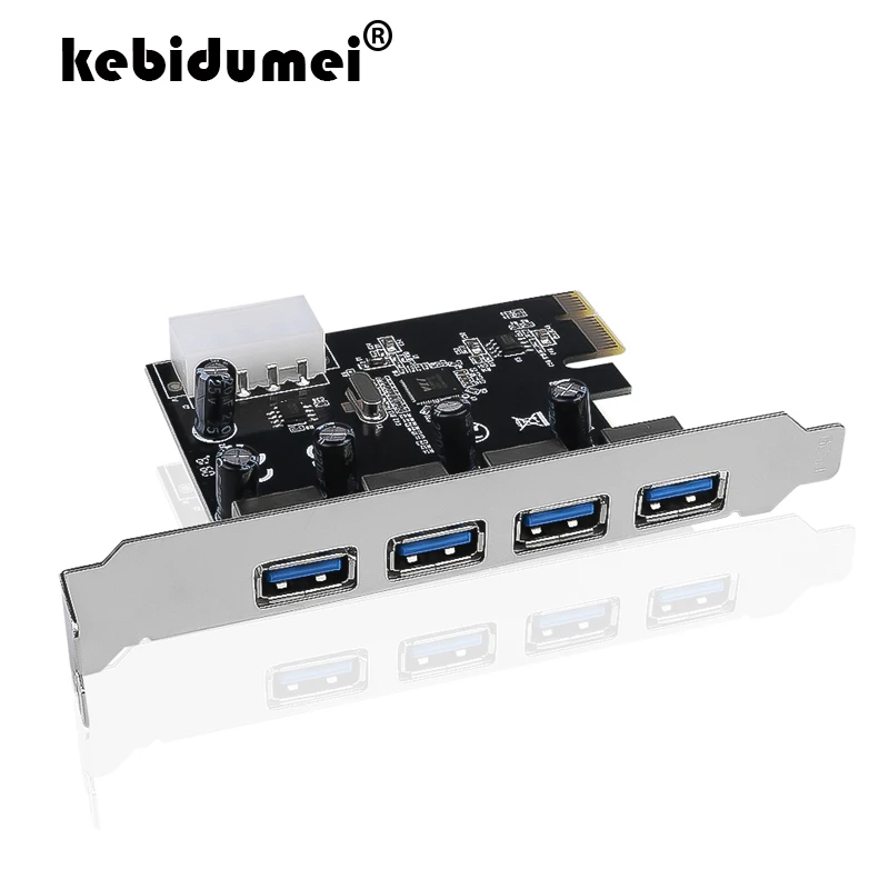 Плата расширения kebidumei PCI E на USB 3 0 4 порта 5 Гбит/с|Платы расширения| |