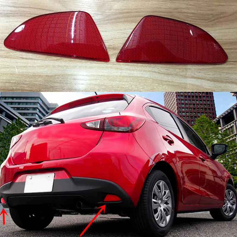 

FIT For Mazda 2 Demio Hatchback 5 Doors 2015-2016 ABS Chromium Styling Exterior Rear Tail Fog Light Reflector Cover Trim 2PCS
