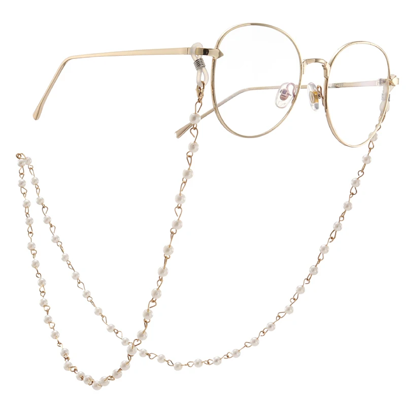 Очки цепи модные элегантные искусственный жемчуг бисером солнцезащитные очки держатель для женщин очки ремешки