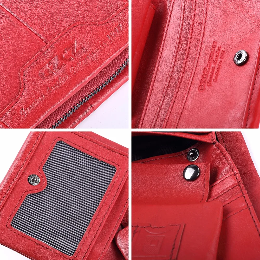 GZCZ Genuine Leather Women Wallet Female Zipper Small Walet Clamp For Money Coin Purse Card Holder Portomonee Mini Purse Rfid GZCZ Genuine Leather Women Wallet Female Zipper Small Walet Clamp For Money Coin Purse Card Holder Portomonee Mini Purse Rfid