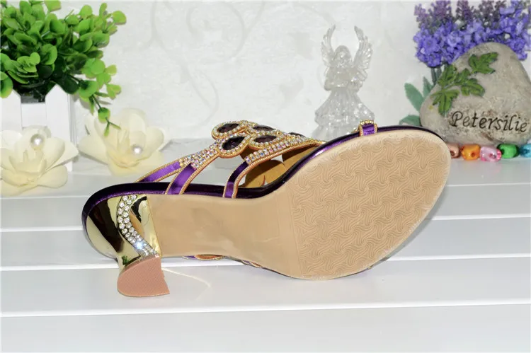Korean Style Diamond Crystal Luxury Sandals High Heels Roman Womens Purple Evening Shoes Plus Size 11 Fashion 2016 Summer13
