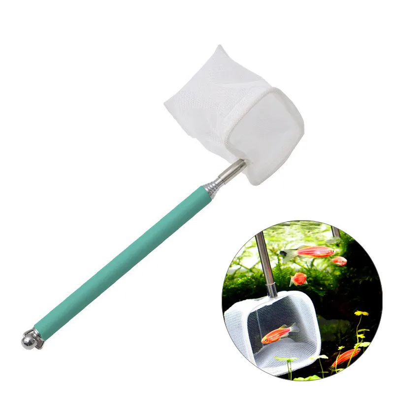 

Aquarium Fish Shrimp Catching Net Extendable Square Round Shape Fish Tank Small Betta Tetra Catching Pole 18-53CM Random Color