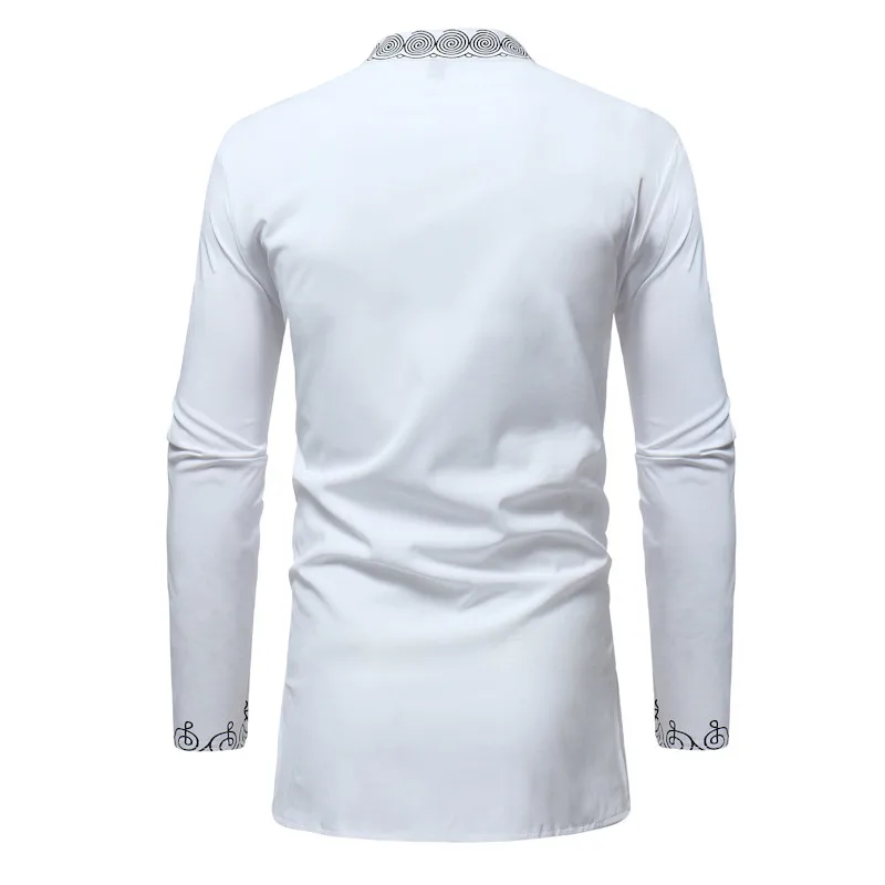 Autumn Men Dashiki Dress Shirt Summer Stand Collar African Shirts Male Fashion Design High Quality Long Sleeve Clothing (4)