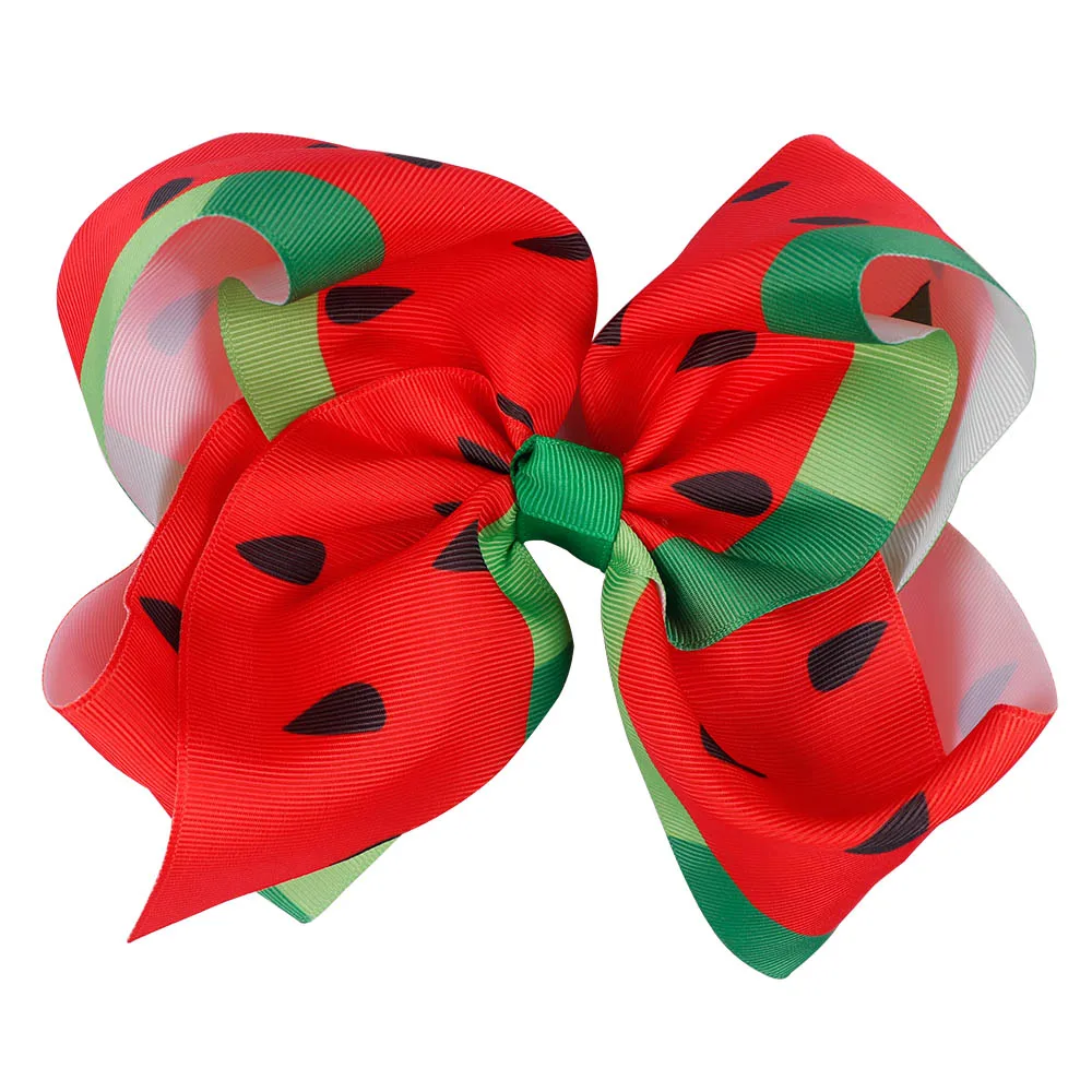 

7'' Large Hair Bows for Girls Watermelon Print Ribbon Bowknot with Clips Cute Fruit Hairgrips Party Dance Kids Hair Accessories
