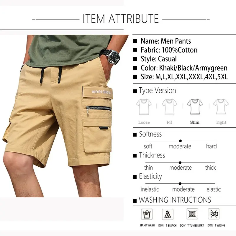 TFETTERS Men Safari Style Knee Length Shorts Summer Straight Low Solid Shorts Men Casual Cotton Drawstring Ropa De Hombre 2019