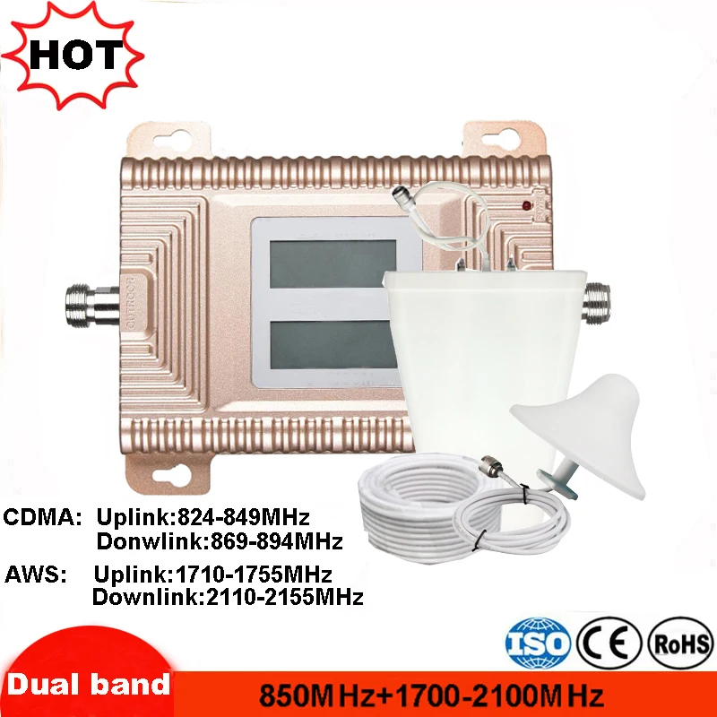 

2G 3G 4G Cellular Signal Repeater GSM 3G AWS 4G 850mhz 1700-2100MHz Dual Band Cellphone Amplifier Mobile Booster Mexico 2g 4g