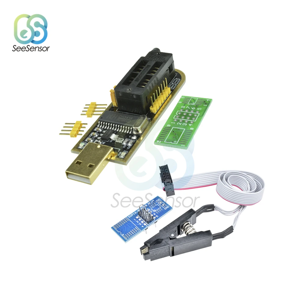 

CH341A 24 25 Series EEPROM Flash BIOS USB Programmer Module + SOIC8 SOP8 Test Clip For EEPROM 93CXX / 25CXX / 24CXX