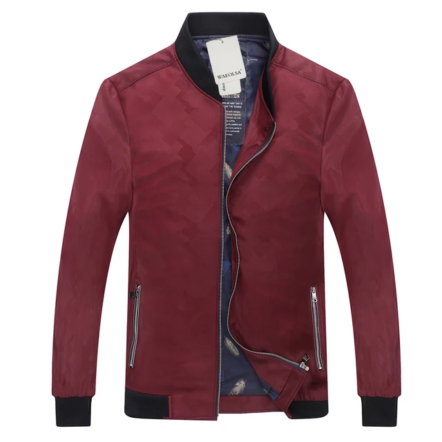 Man Spring Autumn Bomber Jackets Navy Blue Burgundy Casual