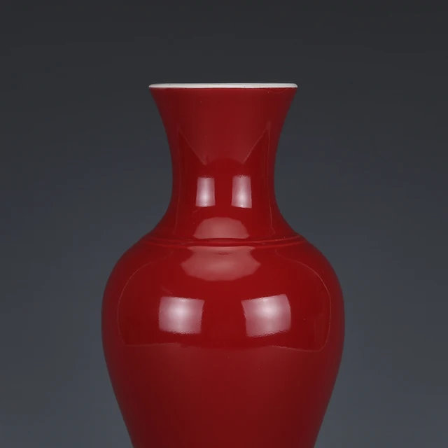Qing Qianlong Lang Red Glazed Vase Antique Porcelain Goods Collection Handicraft Ornaments Collection Antique Crafts 2