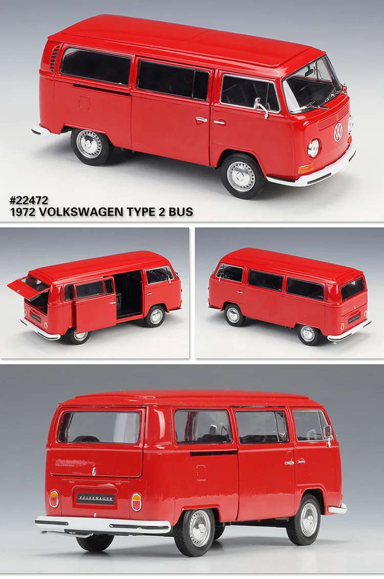 Welly 1:24 Масштаб литья под давлением модель автомобиля игрушка для Volkswagen Van РЕТРО ПРИНТ T2 автобус сплав 1972 VW автобус отличный с оригинальной коробкой