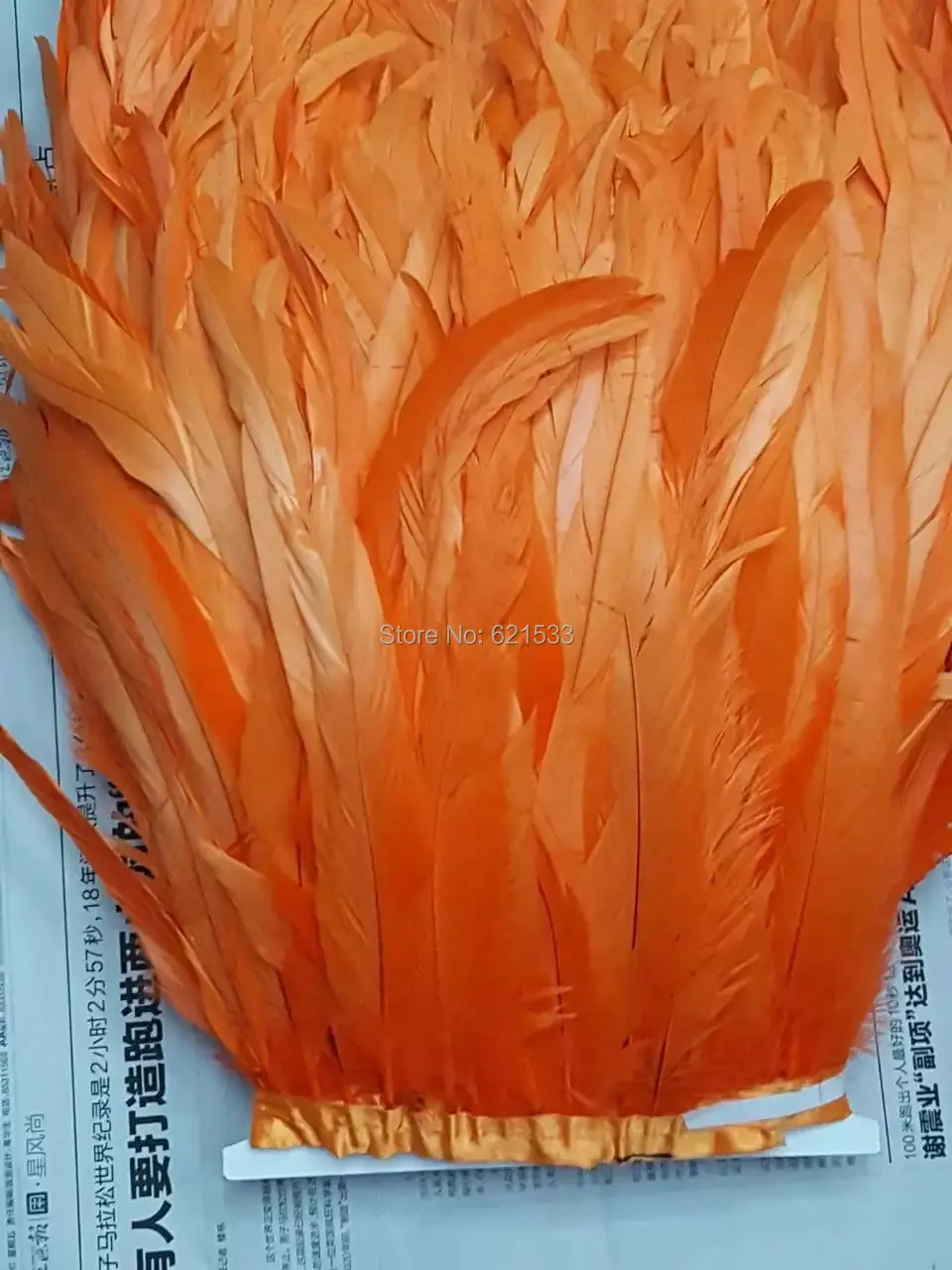 10meters/lot!3035cm Wide Dyed Orange Colour Coque Tail Feather Fringe