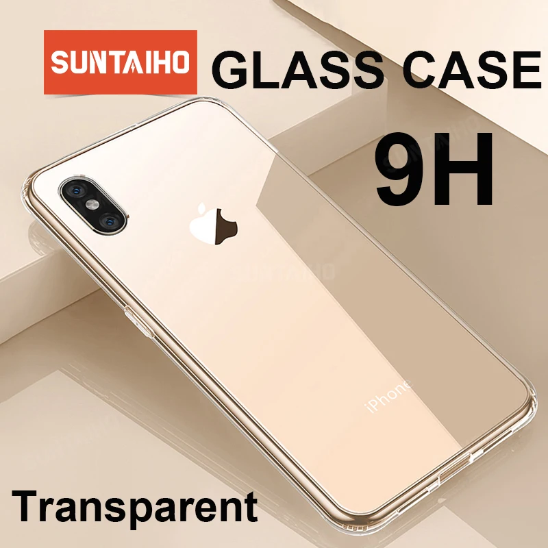 Suntaiho Luxury Glass Case For iPhone XS MAX XR Cases Ultra Thin Transparent Back Glass Cover For iPhone X 7plus 8plus Soft Edge Suntaiho Luxury Glass Case For iPhone XS MAX XR Cases Ultra Thin Transparent Back Glass Cover For iPhone X 7plus 8plus Soft Edge