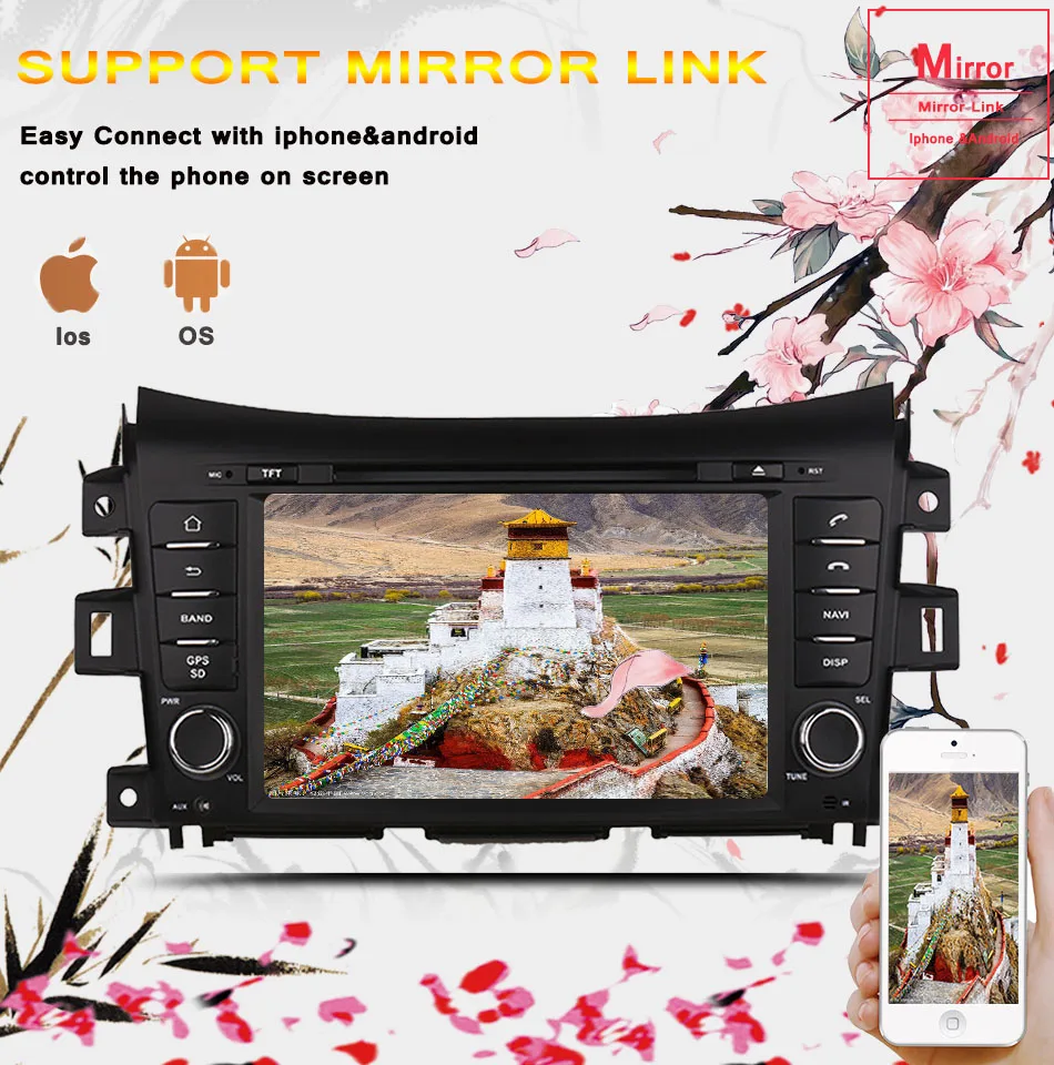 Discount 4G RAM Android 9.0 Car dvd Stereo Player GPS Glonass Navigation for Nissan Navara NP300 2014 2015 2016 2017 -19 Auto Video Audio 7