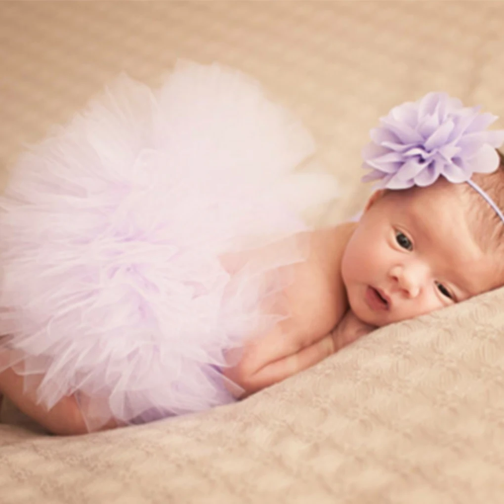 Милая юбка-пачка для новорожденных девочек и повязки на волосы для фотографирования, костюм, одежда для маленьких девочек с цветочным принтом+ повязка на голову, фото - Цвет: 13