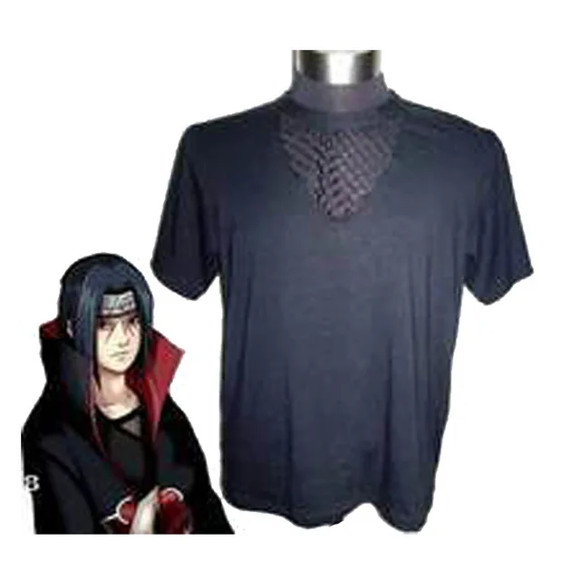 

Naruto Akatsuki Uchiha Itachi Cosplay Costume Anime Tee Black Fishnet T-shirt Free Shipping
