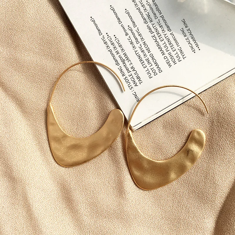 

Legenstar 2019 New Fashion Hammered Earring For Womens Gold Color Meatal Jewelry Alloy Geometric Hoop Statement Earrings