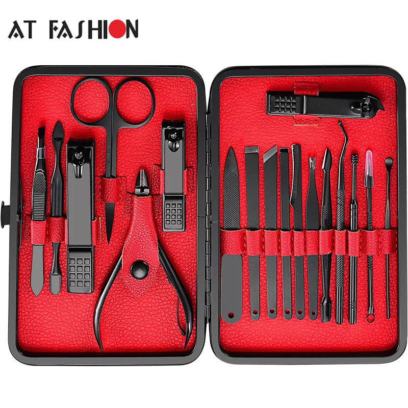 

At Fashion 7-18pcs Stainless Steel Pedicure Professional Nail Clipper Set Cuticle Eagle Hook Tweezer Manicure Beauty Tools Kit