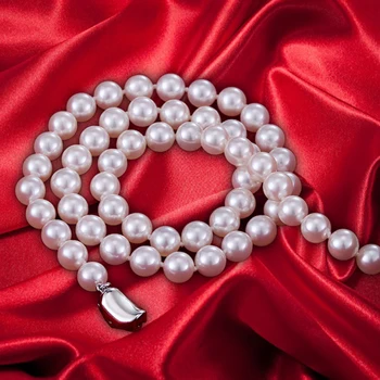 

Pure natural round 9-10mm white freshwater pearl necklace send mother