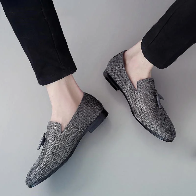 

Luxury Brand Tassel Men Loafers Comfort Elegant Weaving Men Dress Shoes Men's Flats Casual Shoes Big Plus Size 48