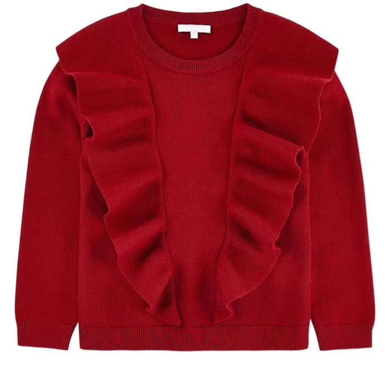 

girls sweater Fashion New Pattern Autumn And Winter Baby Children Pure Red Knitted Unlined Upper Garment Sweaters in stock