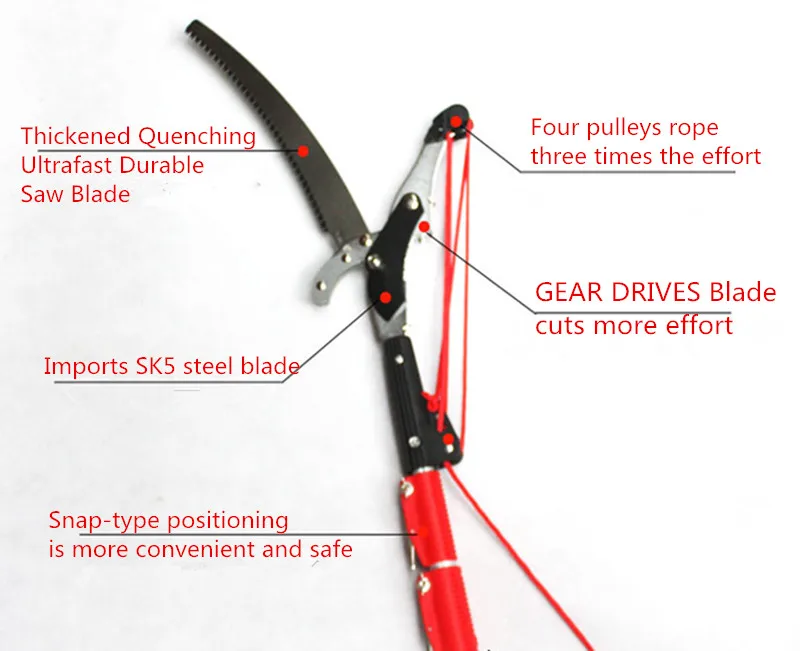 

New high-stick shear high-altitude saws garden tools inclined knife band saw (Scissors + saw + rope without rod)