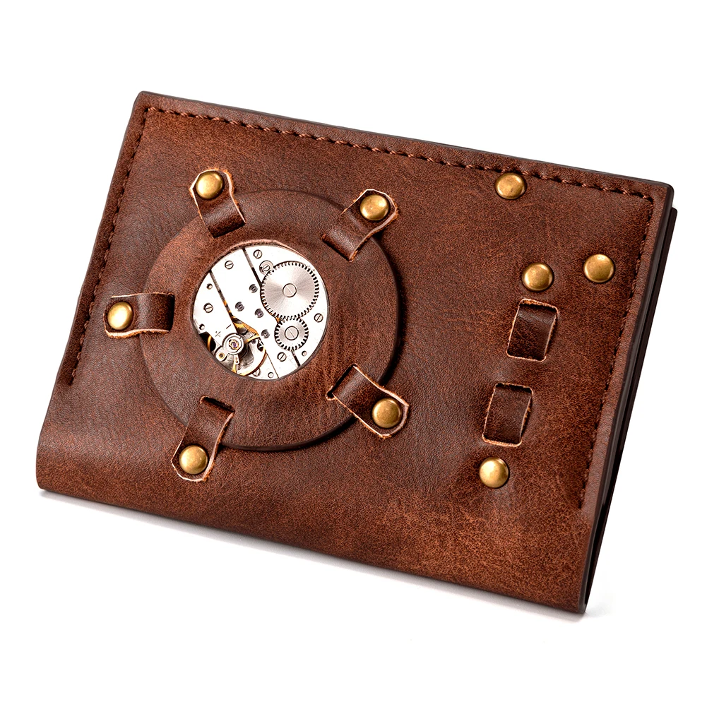 GearDuke Ретро часы основной бумажник Европа Стиль Мода Панк Рок кошелек горизонтальные короткие мужские бумажник