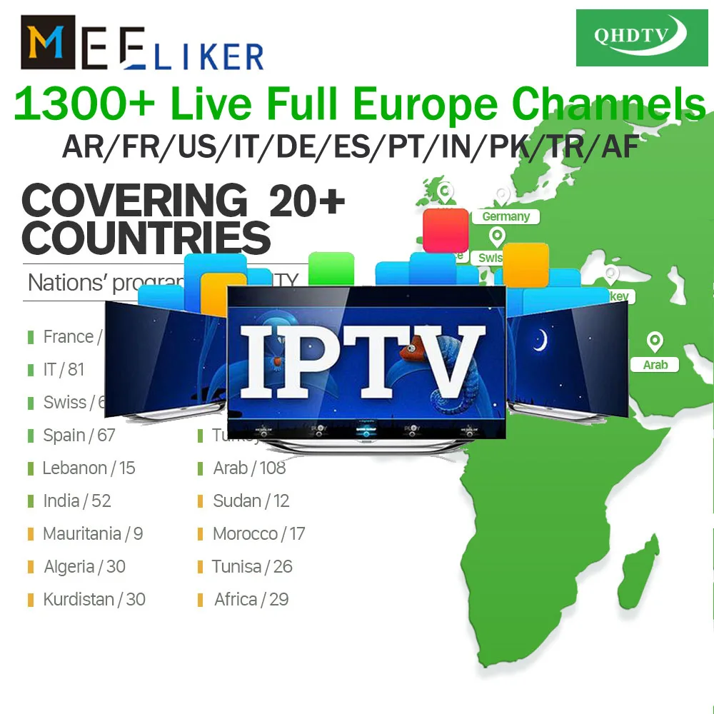 

For android 1Year IPTV France Arabic QHDTV Subscription IP TV Tunisia Algeria Lebanon Morocco Belgium IPTV France Arabic Code