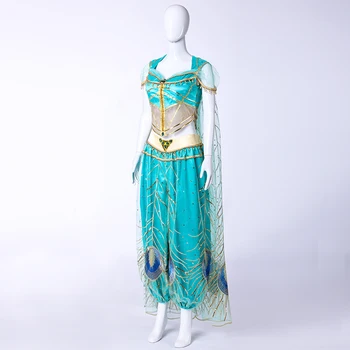 

New Movie Aladdin Jasmine Princess Embroidery Cosplay Costume For Adult Women Girls Halloween Costume Custom Made