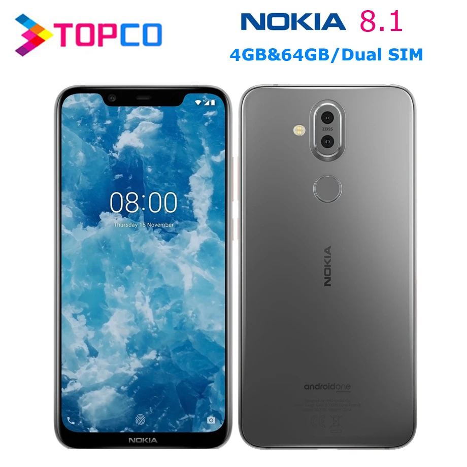 Nokia 8.1 Original Android Mobile Phone Octa Core 4G LTE 6.18'' 4GB RAM 64GB ROM Dual SIM 20MP Dual Rear Cameras NFC Fingerprint Nokia 8.1 Original Android Mobile Phone Octa Core 4G LTE 6.18'' 4GB RAM 64GB ROM Dual SIM 20MP Dual Rear Cameras NFC Fingerprint