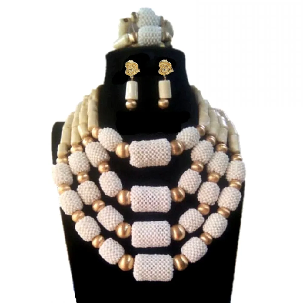 

Dudo 4 Layers Nigerian Weddings White Nature Coral Fine Jewelry Sets for Women