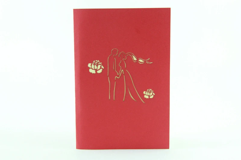  Wedding rose wedding invitation customise /3D pop up greeting card/ handmade wedding cards Free shi - 32292736687