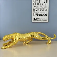Vivid Cheetah Sculpture Electroplated Resin Leopard Statue Wild Animal Art and Craft Ornament Present for Home and Office Decor