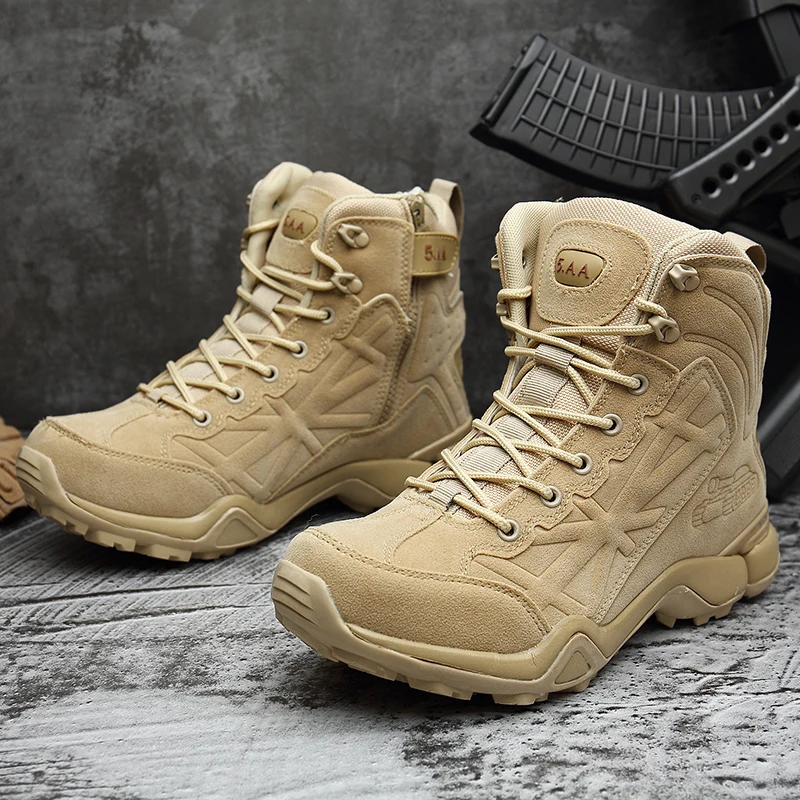 

Spring/Autumn 2019 Military Combat Men Boots Fashion Long Boots For Men Rubber Sole Men Tactical Boot Big Size Man Military Shoe