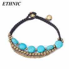 Этнический ручной работы веревка из сплава, с бусинами цепи Многослойные Круглые красивые браслеты с камнем для женщин Мода браслет оптом