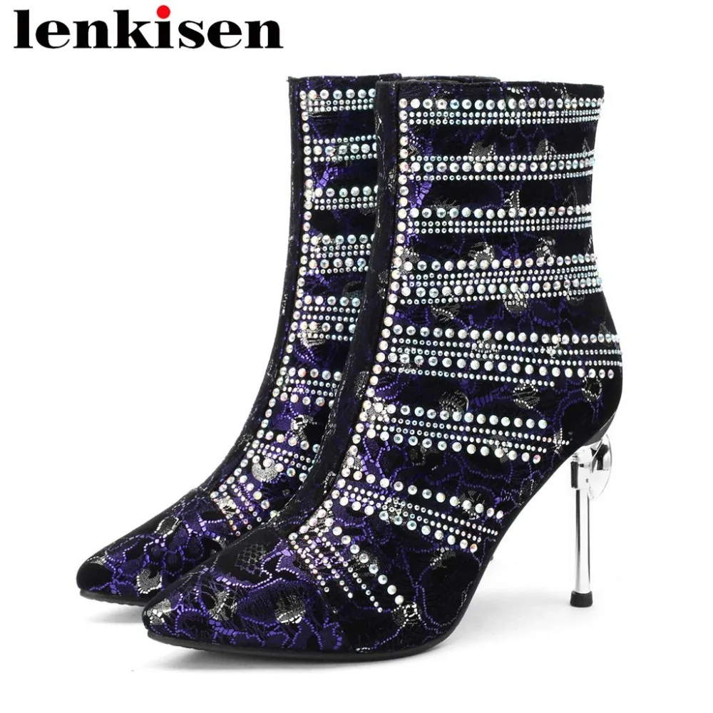 

2018 luxury kid suede beauty woman plus size super high heels queen style european style zipper crystals decoration boots L67