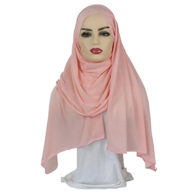 Модный женский Джерси-шарф Исламские шали и обертывания обычный хиджаб femme musulman foulard готов носить мусульманский головной платок - Цвет: 1