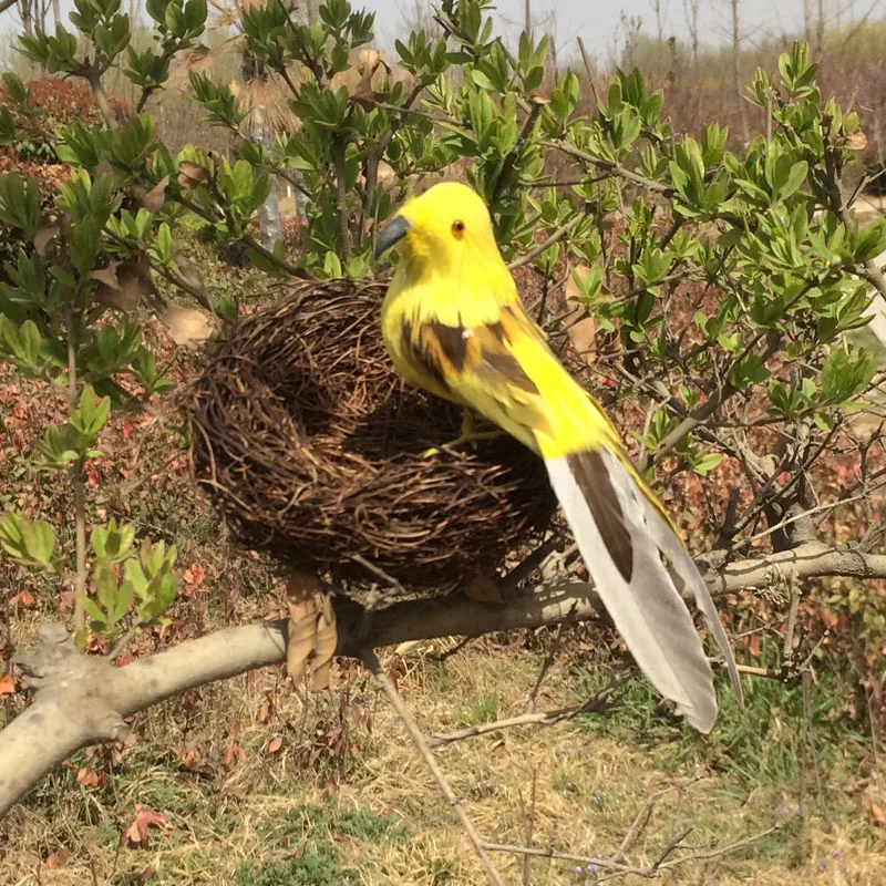 

cute mini likeness animal bird nest Feather toys home 13 cm lovely Simulation plastic lifelike Toys for chirldren girls playmate