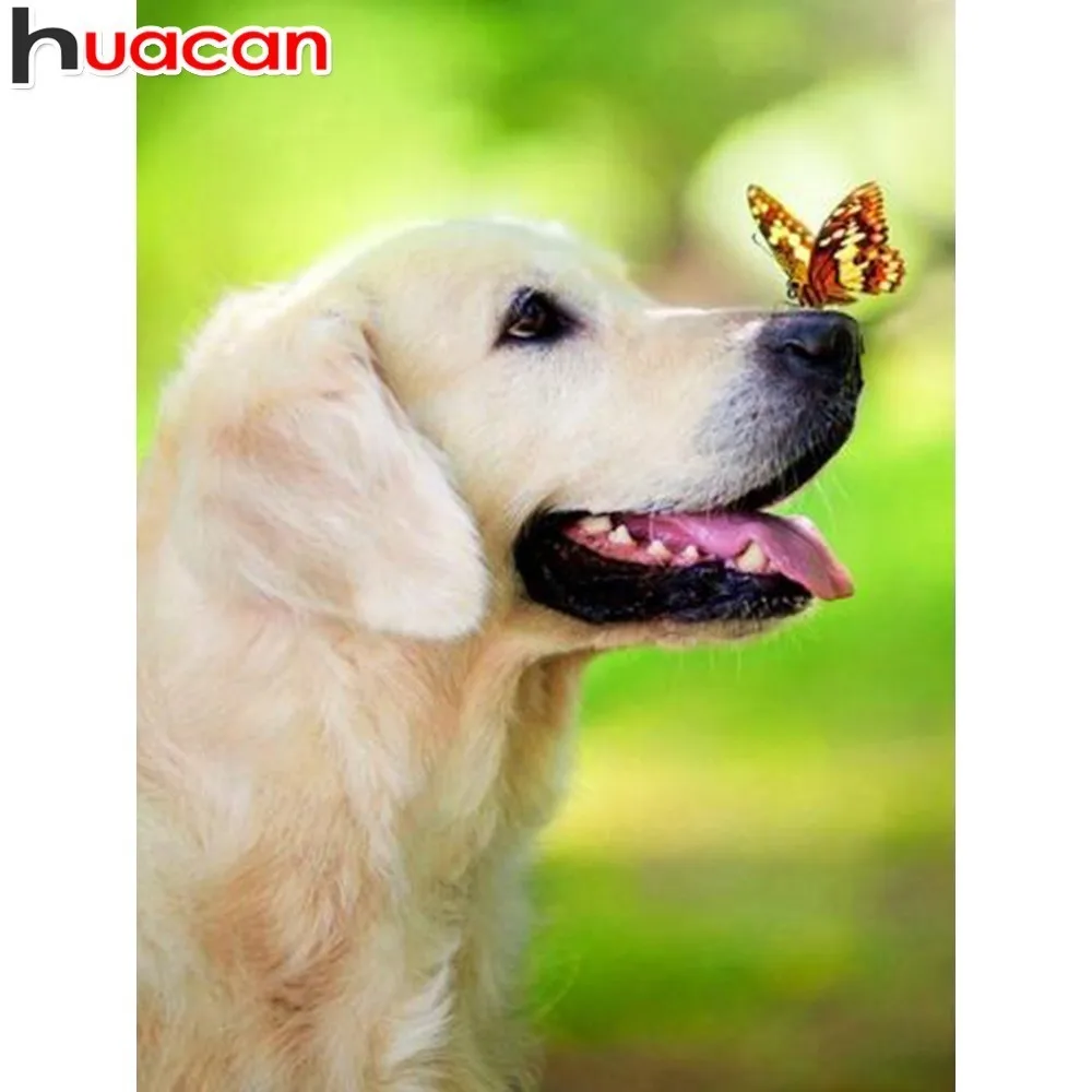 

HUACAN 5D DIY Diamond Painting Animal Dog Full Square Home Decoration Diamond Embroidery Cross-stitch Rhinestone Mosaic Gift