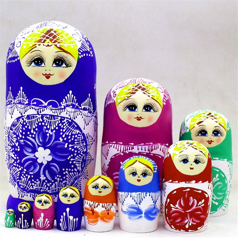 Buy 10pcs Wooden Russian Nesting Dolls Traditional