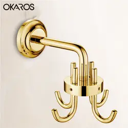 Okaros Ванная комната Халат крюк ткань крюк 360 градусов вращения цинковый сплав дешевые крючок декоративная настенная вешалка