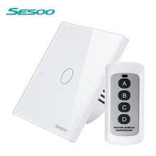 SESOO Remote Control Touch Switch 1/2 /3 Gang 1 Way Wall Light Touch Screen Switch Waterproof Tempered Glass Panel