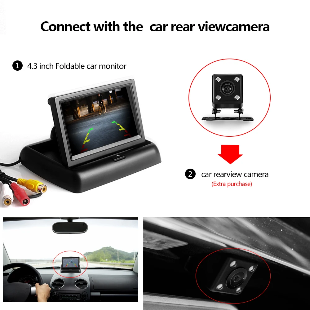 KEELEAD автомобильный монитор 4,3 дюймовый видео-плеер HD TFT lcd складной экран монитора зеркало заднего вида автомобиля