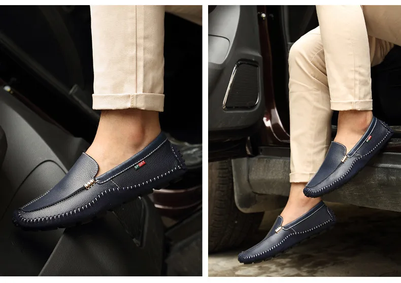 Merkmak/итальянские мужские лоферы из натуральной кожи; дизайнерская обувь для вождения без шнуровки; Мужская Высококачественная брендовая мягкая обувь на плоской подошве; большие размеры