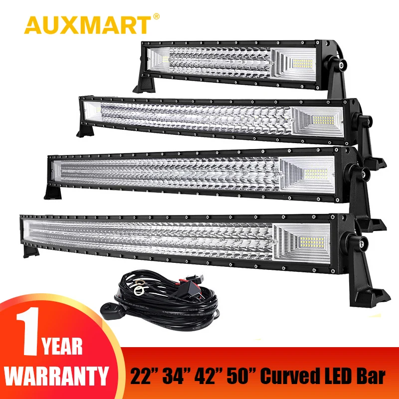 Auxmart 22 &quot324 Вт 34&quot 486 42 &quot594 50&quot 702 трехрядные изогнутые светодиодные световые