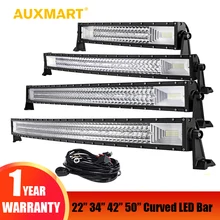 Auxmart 22″ 324W 34″ 486W 42″ 594W 50″ 702W Tri-Row Curved LED Light Bar Offroad Work Light Combo Beam 4X4 4WD LED Bar 12V 24V