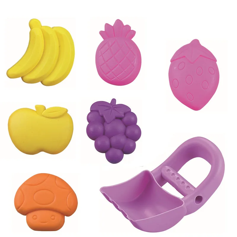 7 шт. мягкая детская игрушка пластиковая лопата грабли ведро банан яблоко фруктовый игровой дом надувная пляжная игрушка игра песок
