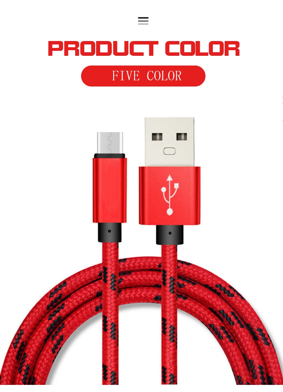 Micro USB Cable Universal Charging Cable for Android Phones Data Sync Charger 1m Wire 5V2A Fast Charging Nylon data Cables (8)