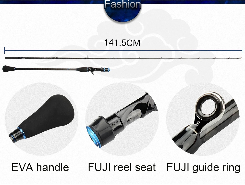 RoseWood 1.95m Casting Slow Jigging Rod Lure Weight(Max) 200G PE #1-3 NormalFuji Guides Light Slow Pitch Jigging Rod Stick  (8)