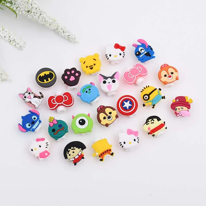 

10pcs Cute Cartoon USB Charger Cable Earphone Cable Protector For iphone 5 5s 6 7 Headphone cable saver Protection