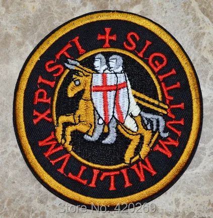 

HOT SALL! ~ KNIGHTS TEMPLAR SEAL ~ XPISTI SIGILLVM MILITVM Iron On Patches, sew on patch,Appliques, Made of Cloth,100% Quality